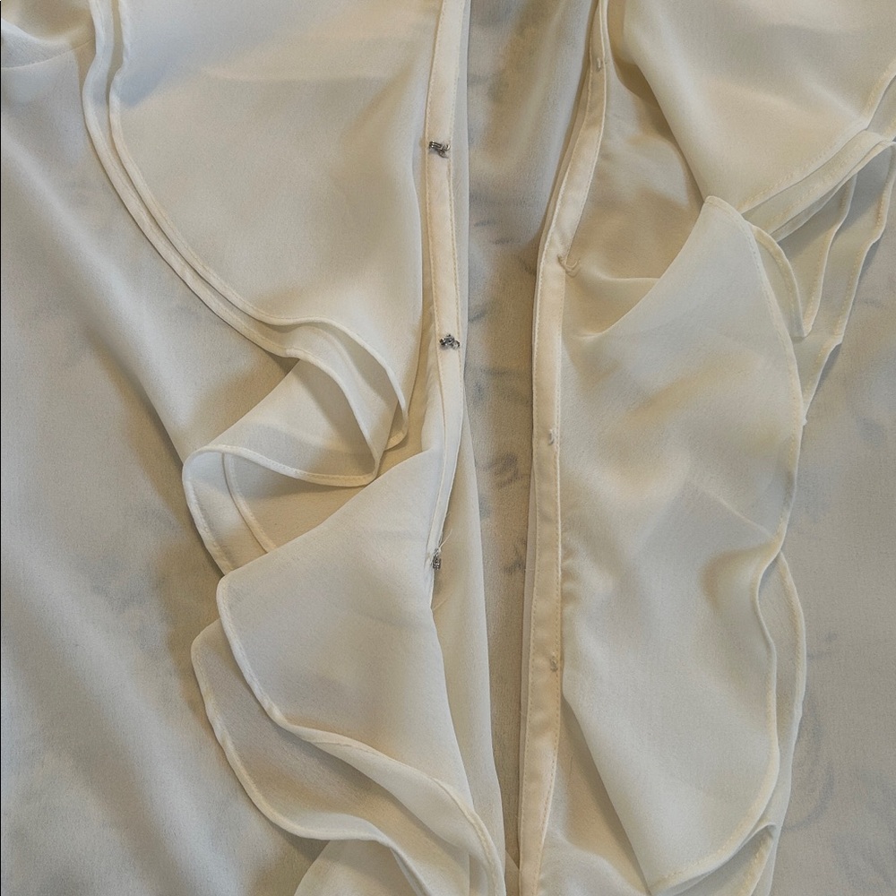 Chic Ivory Ruffle Blouse - Picture 6 of 10